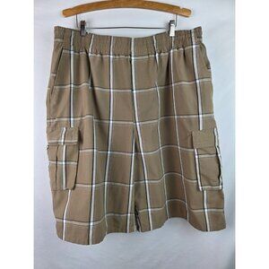 Shaka Wear Men's Shorts Size 5XL Khaki Plaid Cargo Pull On Baggy Relaxed Shorts